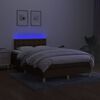 vidaXL Cama box spring con colch&oacute;n y LED tela marr&oacute;n oscuro 120x200 cm