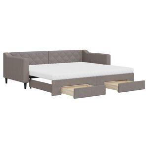 vidaXL Sof&aacute; cama nido con cajones tela gris taupe 90x200 cm