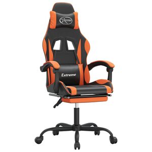 vidaXL Silla gaming con reposapi&eacute;s cuero sint&eacute;tico negro naranja