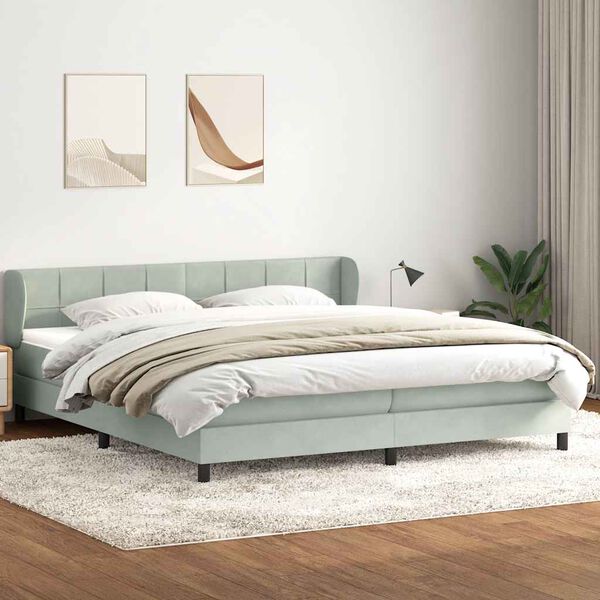 vidaXL Cama box spring con colchones terciopelo gris claro 180x210 cm