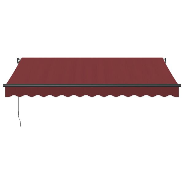 vidaXL Toldo retr&aacute;ctil manual con luces LED burdeos 350x250 cm