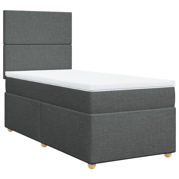 vidaXL Cama box spring con colch&oacute;n tela gris oscuro 90x200 cm