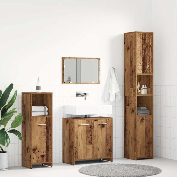 vidaXL Juego de muebles de ba&ntilde;o 4 piezas madera ingenier&iacute;a envejecida