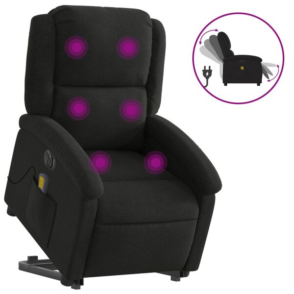 vidaXL Sill&oacute;n de masaje el&eacute;ctrico reclinable elevable tela negro