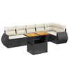 vidaXL Set de comedor de jard&iacute;n 7 pzas y cojines rat&aacute;n sint&eacute;tico negro