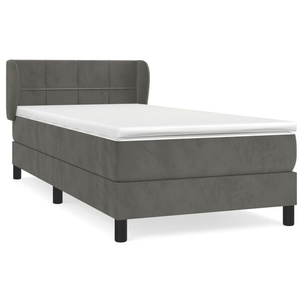 vidaXL Cama box spring con colch&oacute;n terciopelo gris oscuro 100x200 cm