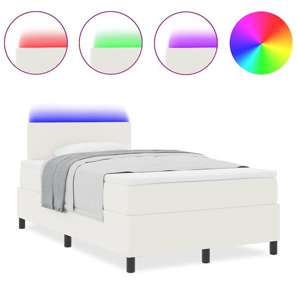 vidaXL Cama tipo Box Spring Manual Crema y Blanco 203 x 120 x 88 cm