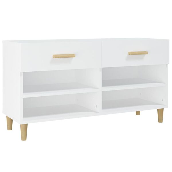 vidaXL Mueble zapatero de madera contrachapada blanco 102x35x55 cm