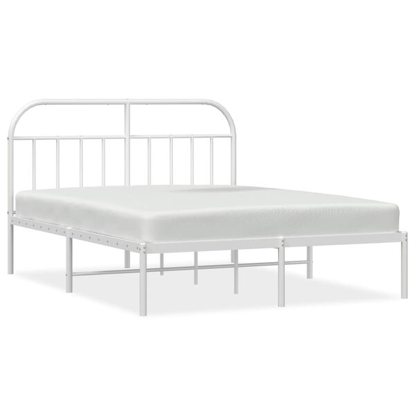 vidaXL Estructura cama sin colch&oacute;n con cabecero metal blanco 140x190cm