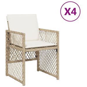 vidaXL Sillas de jard&iacute;n con cojines 4 uds rat&aacute;n sint&eacute;tico beige