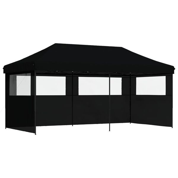 vidaXL Tienda de fiesta plegable Pop-Up con 3 paredes laterales negra