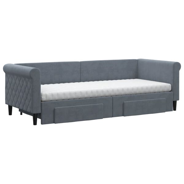 vidaXL Sofá cama nido con cajones terciopelo gris oscuro 80x200 cm