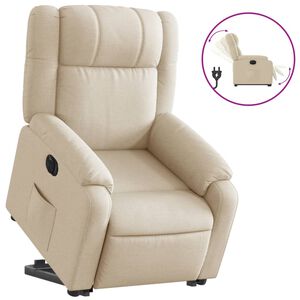 vidaXL Sill&oacute;n el&eacute;ctrico reclinable elevable de tela color crema