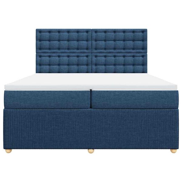vidaXL Cama box spring con colch&oacute;n tela azul 200x200 cm