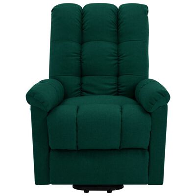 vidaXL Sillón reclinable de masaje de tela verde oscuro