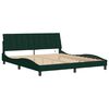 vidaXL Estructura de cama con LED sin colch&oacute;n Hanko terciopelo verde oscuro 180x200cm