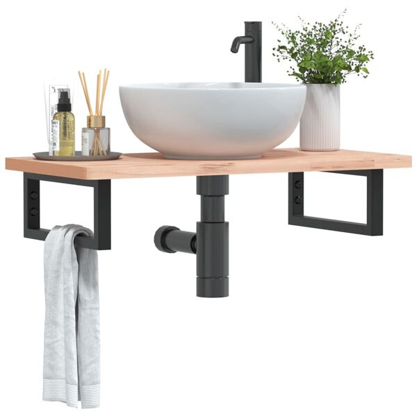 vidaXL Soportes estante de lavabo 2 uds rectangular acero negro