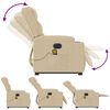 vidaXL Sill&oacute;n de masaje el&eacute;ctrico reclinable elevable tela crema
