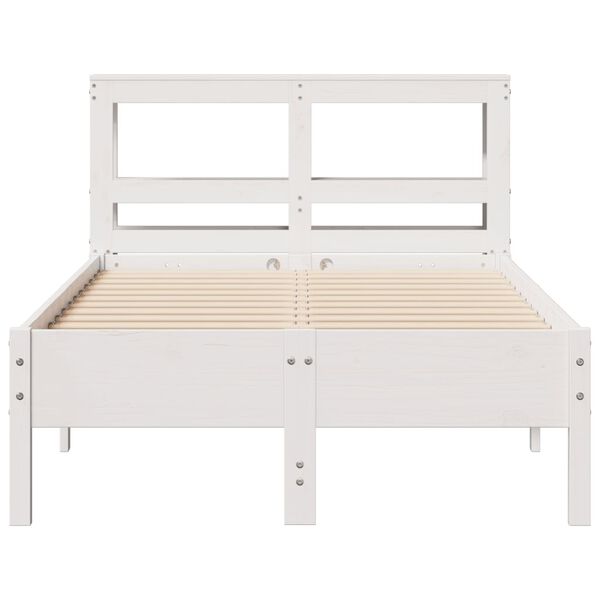 vidaXL Estructura de cama sin colch&oacute;n madera maciza blanca 75x190 cm