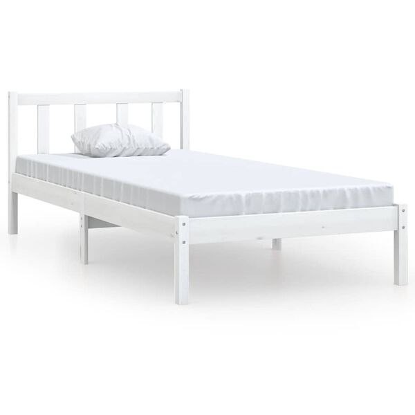 vidaXL Estructura de cama sin colch&oacute;n madera maciza blanco 100x200 cm