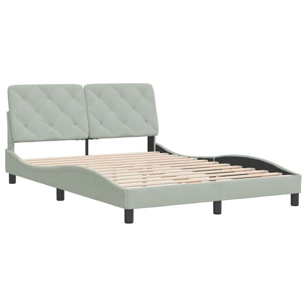 vidaXL Estructura de cama sin colch&oacute;n terciopelo gris claro 120x200 cm