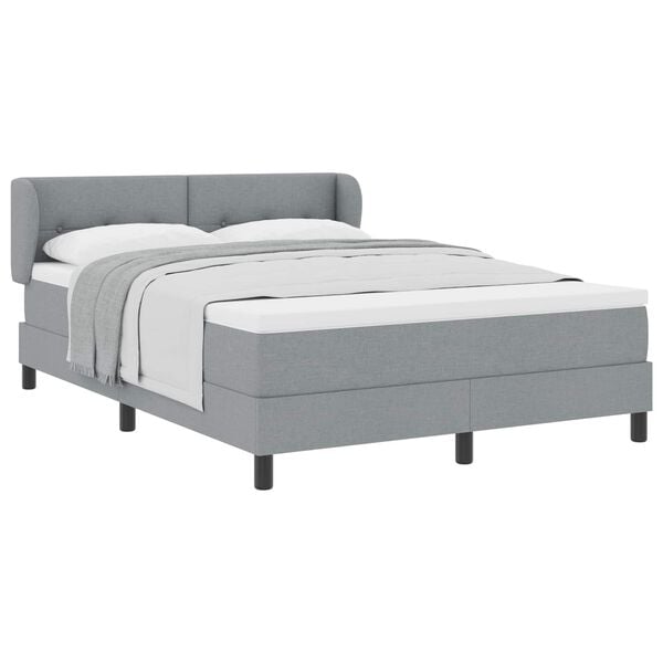vidaXL Cama tipo Box Spring con colch&oacute;n Gris claro 160 x 200 cm tela