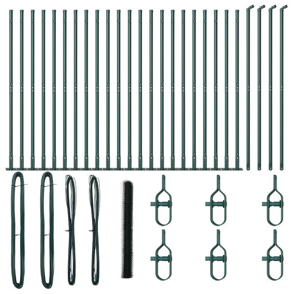 vidaXL Poste de Valla Verde 50 x 1,5 m (malla de 50 mm) Acero y PVC