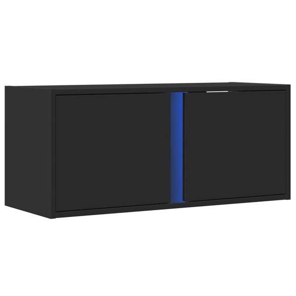 vidaXL Mueble de TV de pared con luces LED negro 80x31x35 cm
