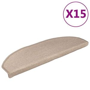 vidaXL Felpudos para escaleras 15 uds 56x17x3 cm gris topo