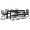 vidaXL Juego de comedor de jard&iacute;n 9 piezas rat&aacute;n PVC negro
