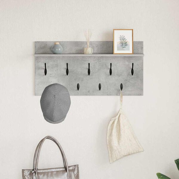 vidaXL Perchero de pared con estante Gris Concreto 80 x 40 x 12 cm