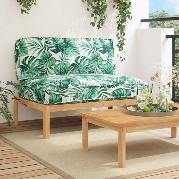 vidaXL Juego de Sof&aacute; con coj&iacute;n Hoja Patr&oacute;n de hoja 120 x 92 x 69 cm