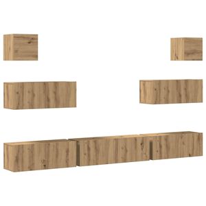 vidaXL Mueble para TV de pared madera contrachapada artesanal 7 piezas