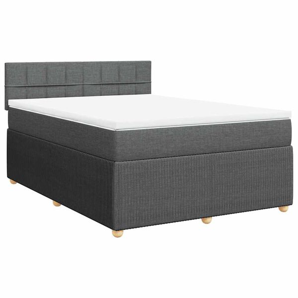 vidaXL Cama box spring con colch&oacute;n tela gris oscuro 140x190 cm