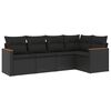 vidaXL Set de muebles de jard&iacute;n 5 pzas y cojines rat&aacute;n sint&eacute;tico negro