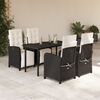 vidaXL Set de muebles jard&iacute;n 5 pzas con cojines rat&aacute;n sint&eacute;tico negro