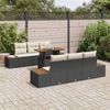 vidaXL Conjunto de sof&aacute; de jard&iacute;n 7 pcs Negro Polirat&aacute;n