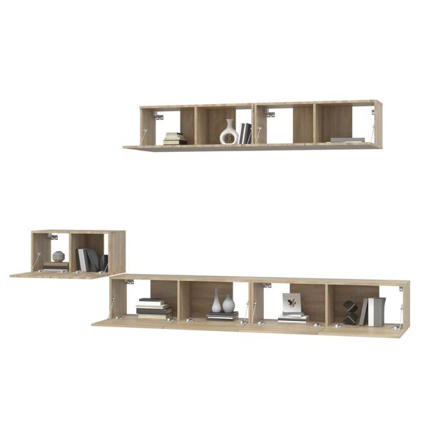 vidaXL Set de muebles para TV 5 pzas madera contrachapada roble Sonoma