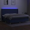 vidaXL Cama box spring colch&oacute;n y luces LED tela azul 200x200 cm