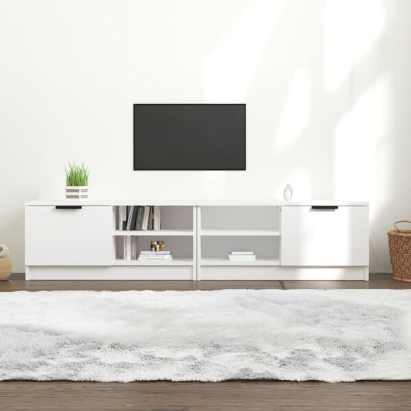 vidaXL Mueble para TV 2 pzas madera contrachapada blanco 80x35x36,5 cm