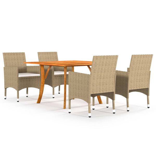 vidaXL Juego de comedor para jard&iacute;n de 5 piezas beige