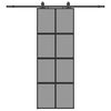 vidaXL Puerta corredera con herrajes negro 76x205 cm vidrio templado