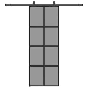 vidaXL Puerta corredera con herrajes negro 76x205 cm vidrio templado