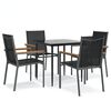 vidaXL Juego de comedor para jard&iacute;n 5 piezas acero y textilene negro