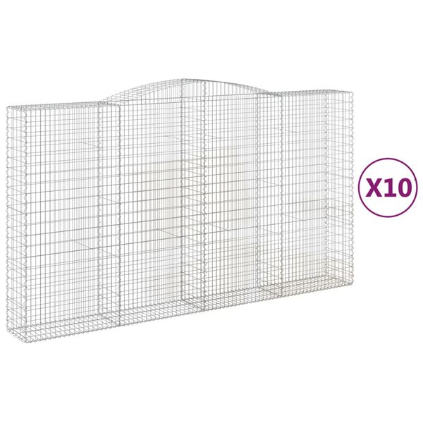 vidaXL Cestas de gaviones 10 uds forma de arco hierro 400x50x220/240cm