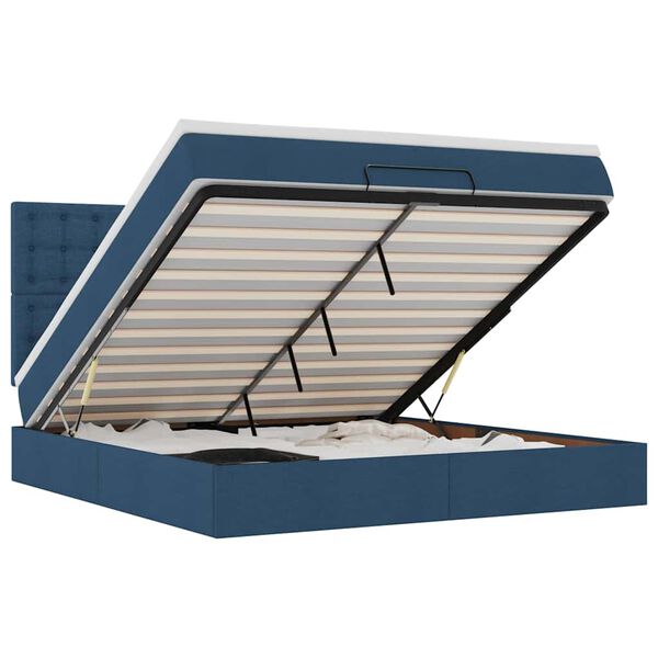 vidaXL Estructura de cama otomana con colch&oacute;n tela azul 180x200cm