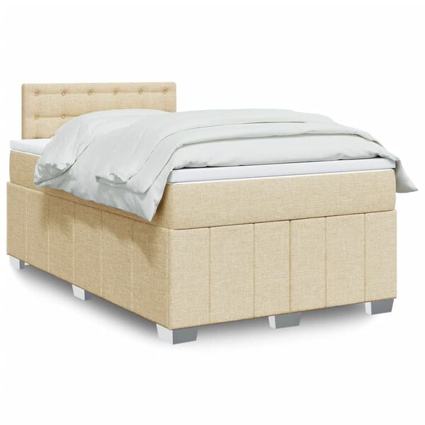 vidaXL Cama box spring con colch&oacute;n tela color crema 120x200 cm
