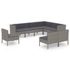 vidaXL Set de muebles de jard&iacute;n 9 pzas y cojines rat&aacute;n sint&eacute;tico gris
