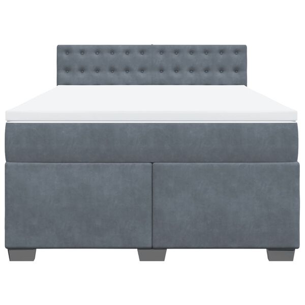 vidaXL Cama box spring con colch&oacute;n terciopelo gris oscuro 140x200 cm