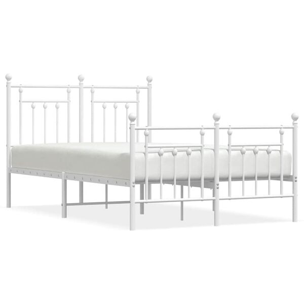 vidaXL Estructura cama sin colch&oacute;n con estribo metal blanco 135x190 cm